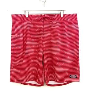Vineyard Vines Grand Slam Shark Print Jetty Red Board Shorts Swim Trunks Size 40